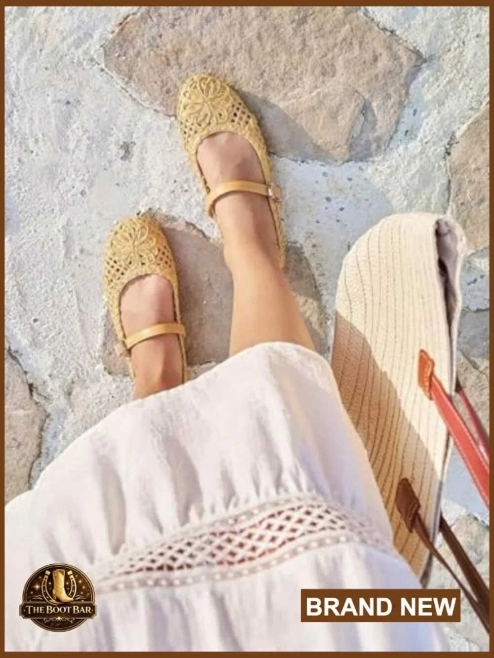 Woven Mary Jane Ballet Flats with Memory Foam Insole, Adjustable Strap - Picture 3 of 7